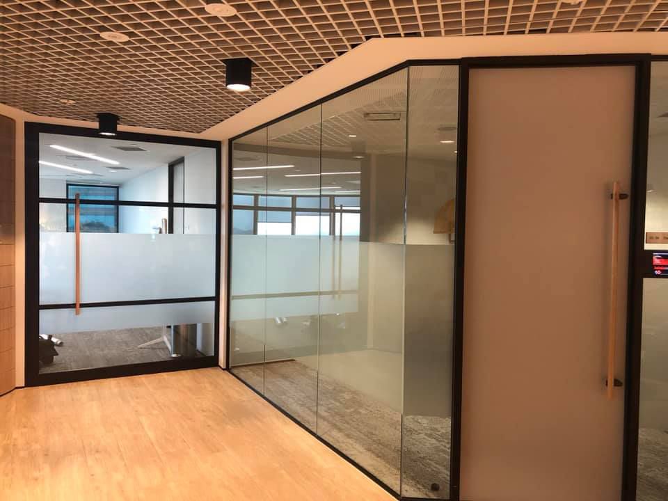 Frosted Glass in A Conference Room