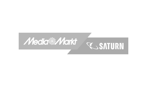 Ein schwarz-weißes Logo für Media Markt und Saturn.