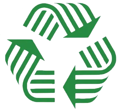 A green recycling symbol with three arrows pointing in opposite directions.