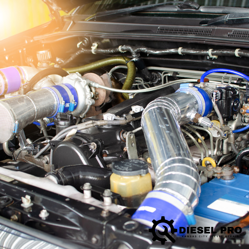 A man is working on the engine of a car at diesel repair denver.