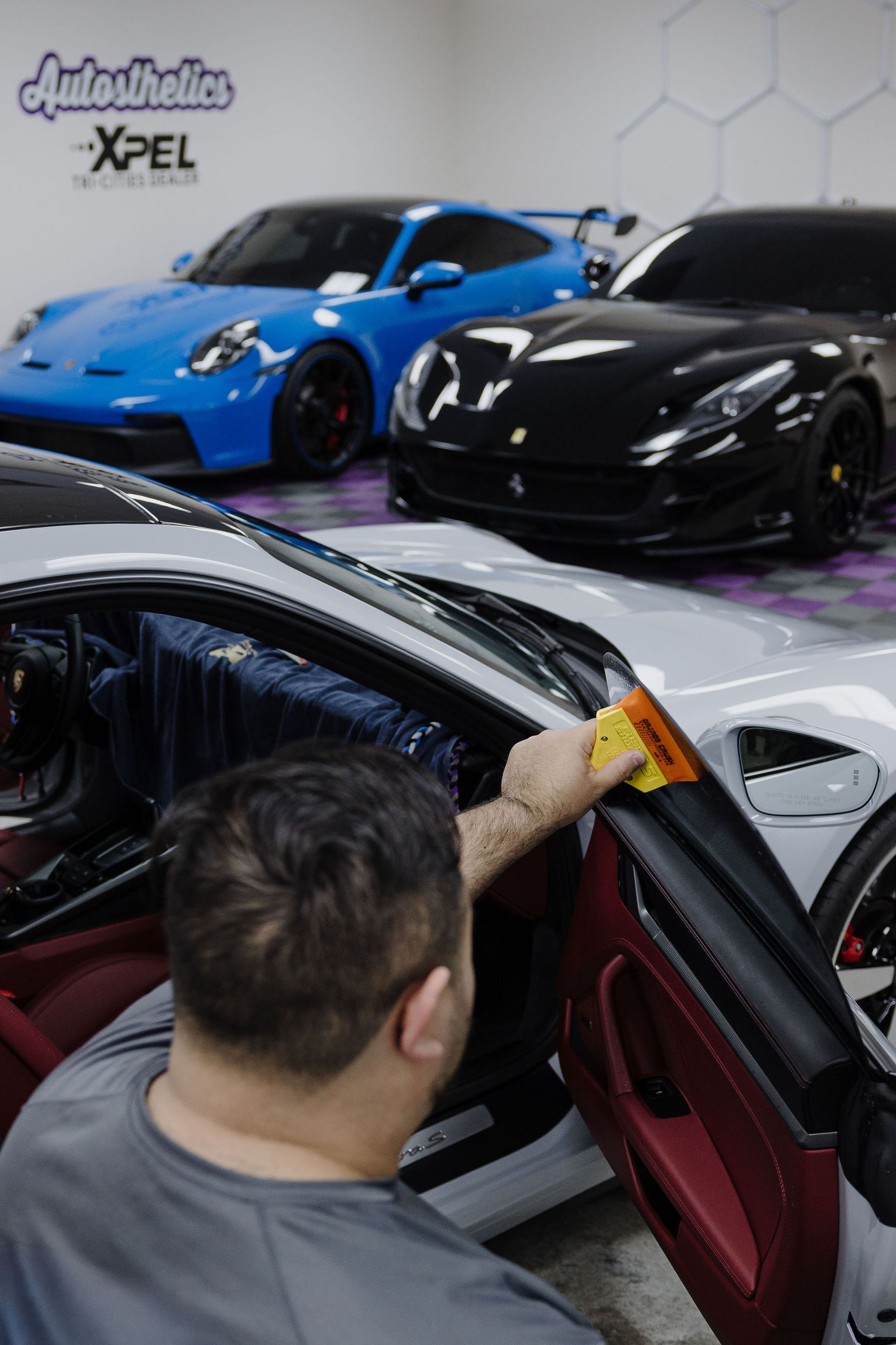 blue car window tinting