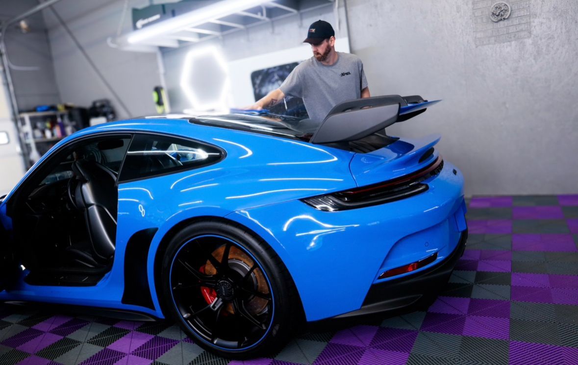 blue car window tint