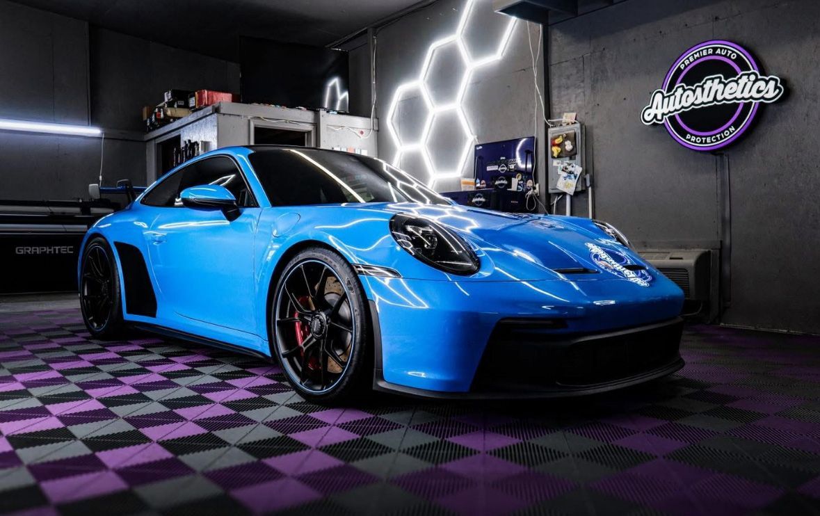 blue car window tinting