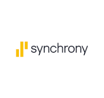 The logo for synchrony is yellow and black on a white background.