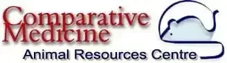 The logo for "Comparative Medicine Animal Resources Centre" featuring the text in maroon and a blue line drawing of a mouse.