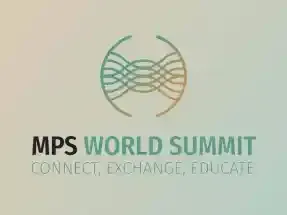 Logo for the MPS World Summit featuring a network-like abstract circle icon and the text 