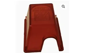 A reddish-brown plastic reptile hide cave with an arched front entrance.