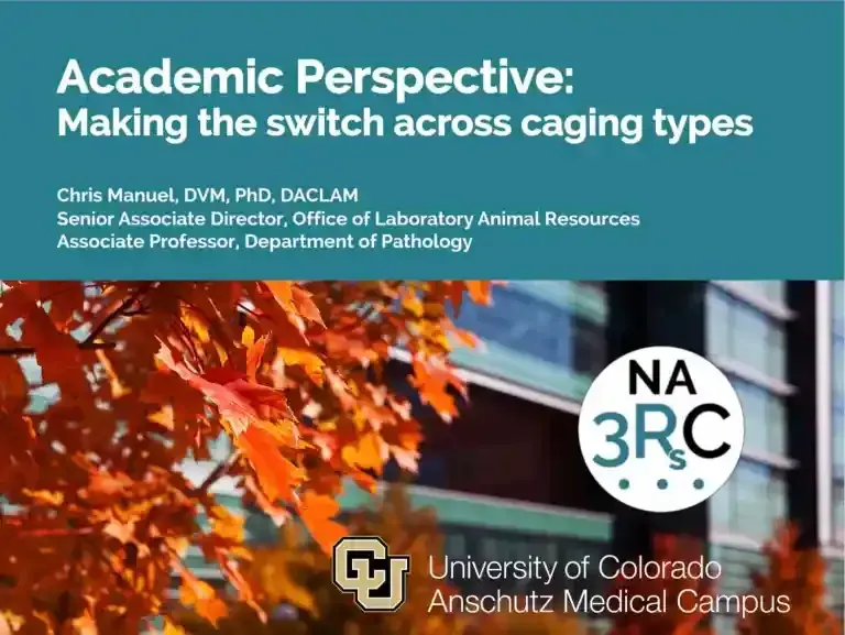 Title slide for an academic presentation on caging types by Dr. Chris Manuel at the University of Colorado Anschutz.