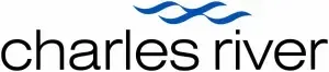 The Charles River company logo, featuring a blue wave icon above the lowercase text 