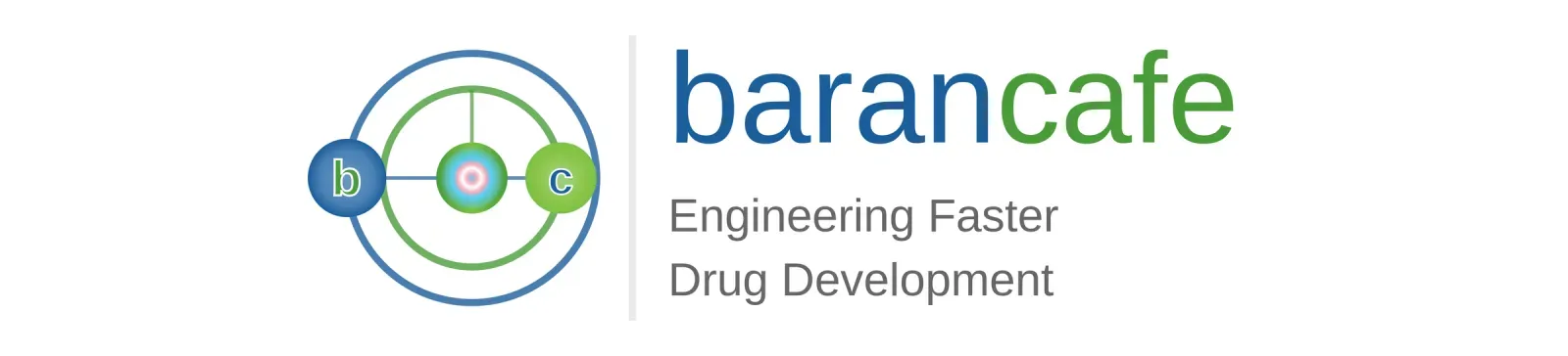 Logo for barancafe, featuring a circular abstract icon next to the text 