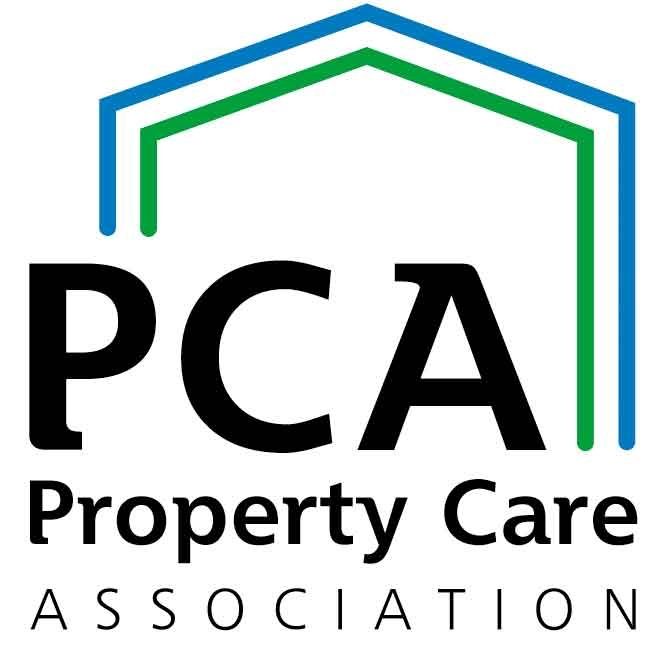 The logo for the property care association has a house on it.