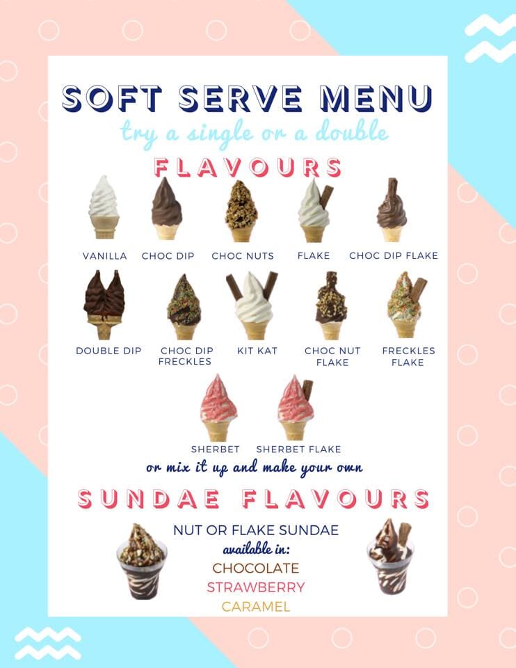 Soft Serve Ice Cream Menu — Mrs. Softy Ice Cream in Dubbo, NSW