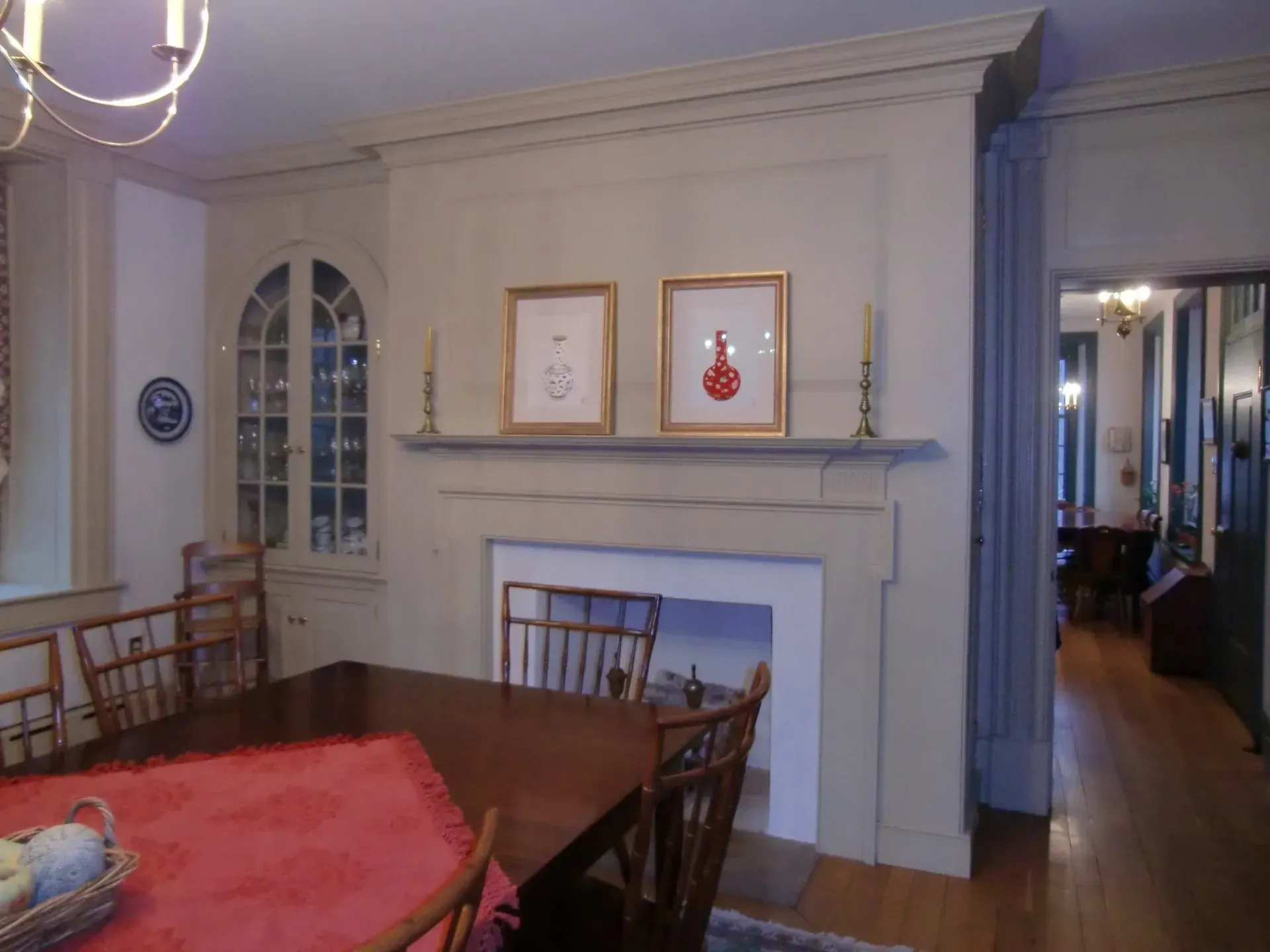 Fireplace & corner cupboard w/ glass doors - Bryn Athyn, PA