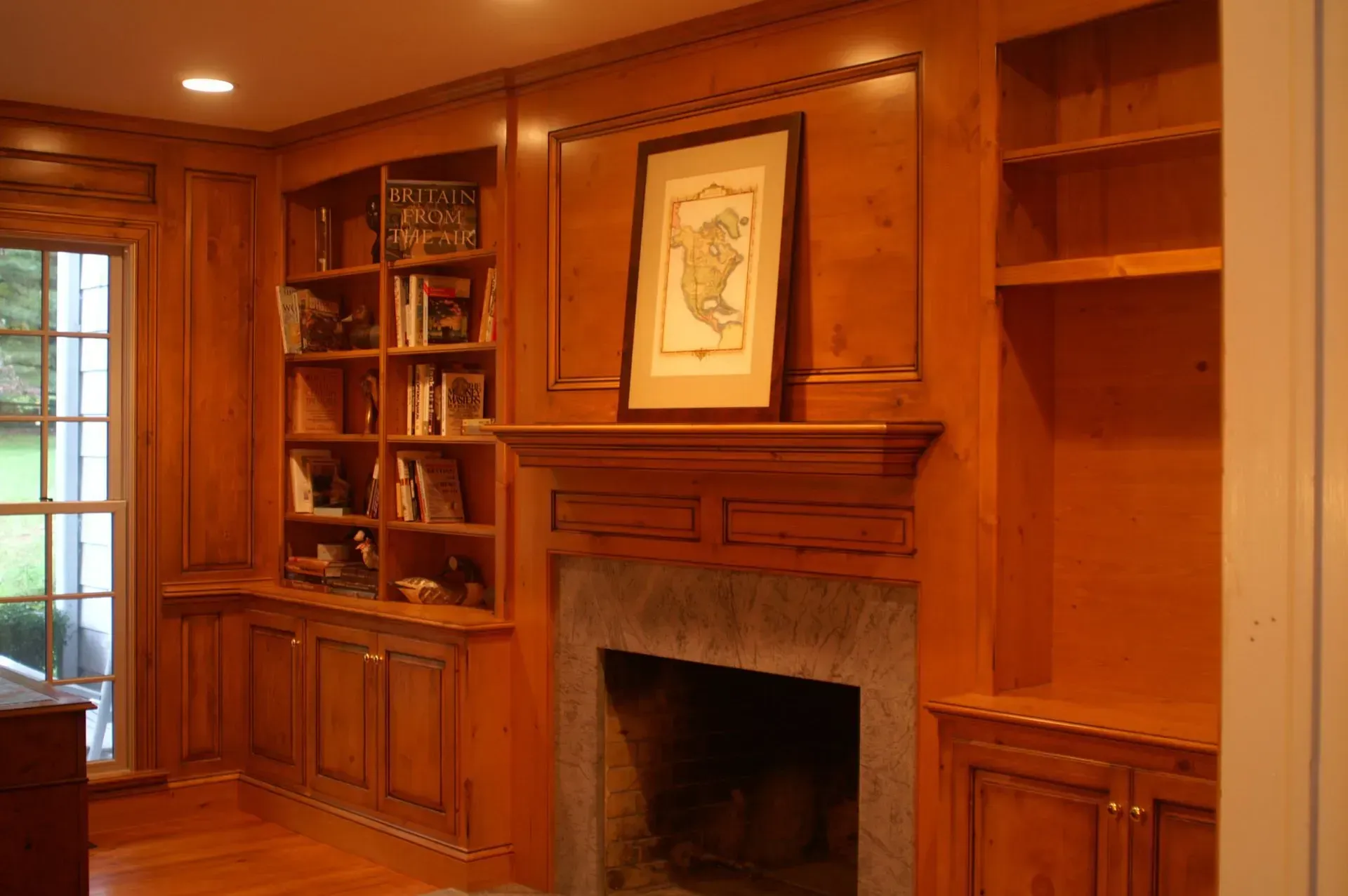 Traditional pine fireplace w/ Bookcases - Princeton, NJ