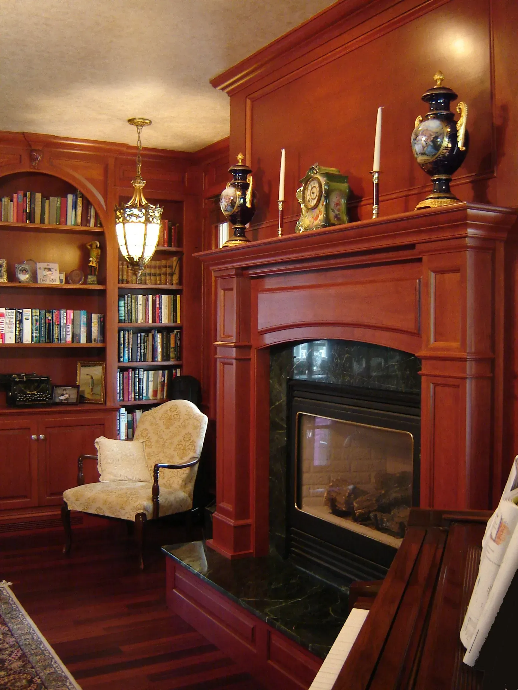 Cherry fireplace w/ Paneling & Bookcases - Middletown, NJ