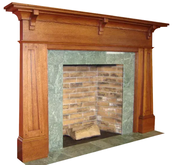 White oak Arts & Crafts Mantel, Mountain Lakes, NJ