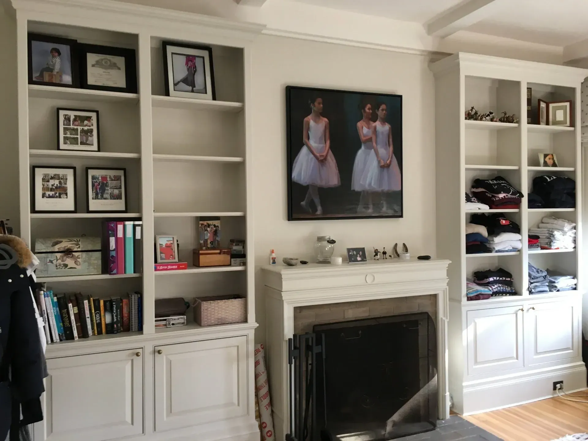 Painted bookcases flanking fireplace - New York, NY