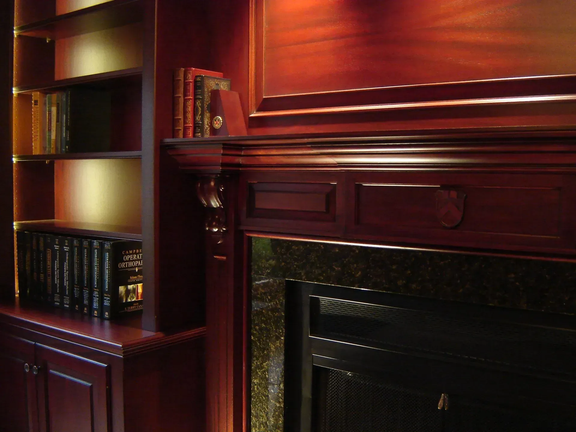Mahogany Mantel w/ Bookcases and Paneling - Media, PA