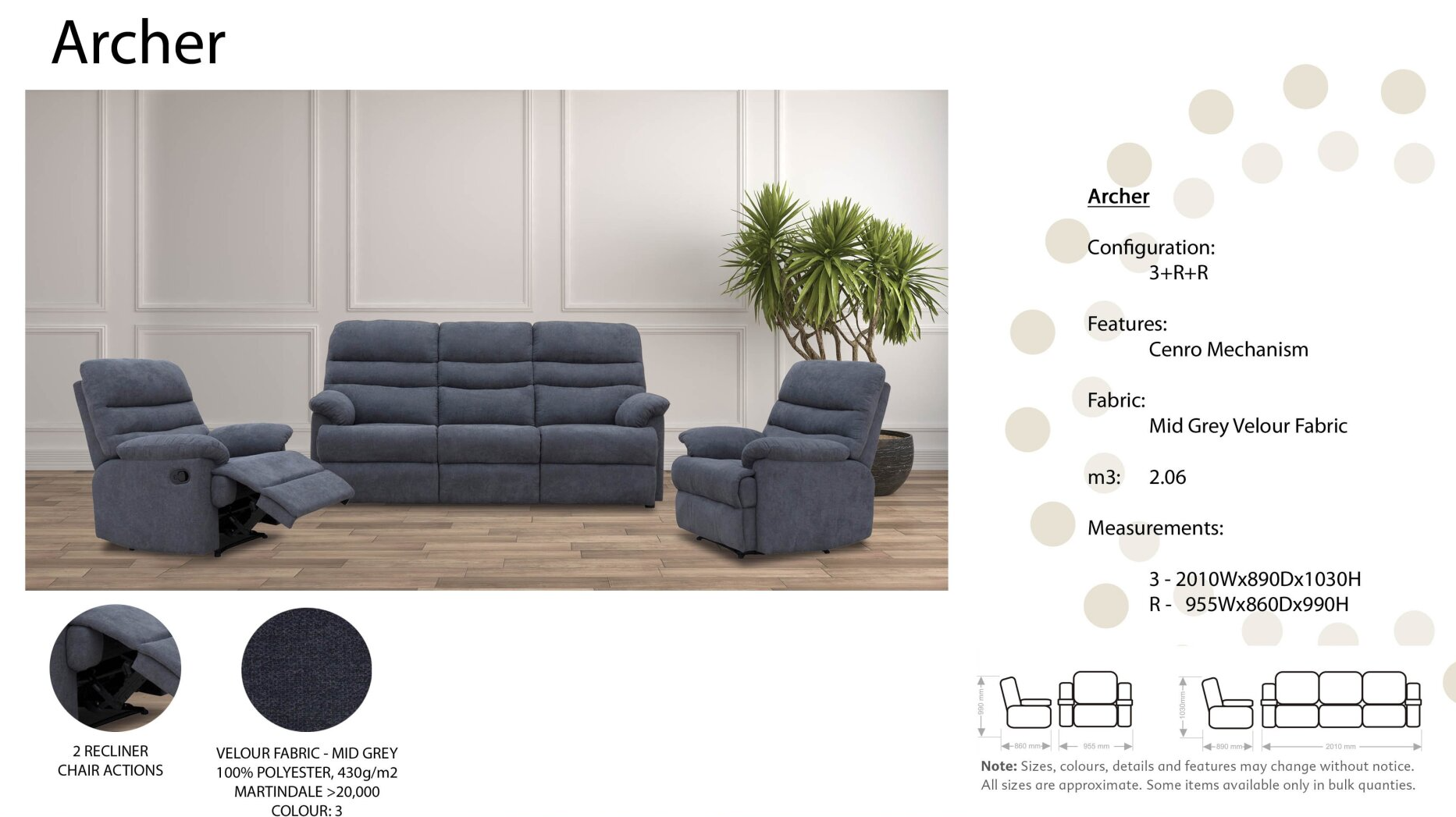 Archls Archer Mid Grey — Furnishers in Alice Springs, NT