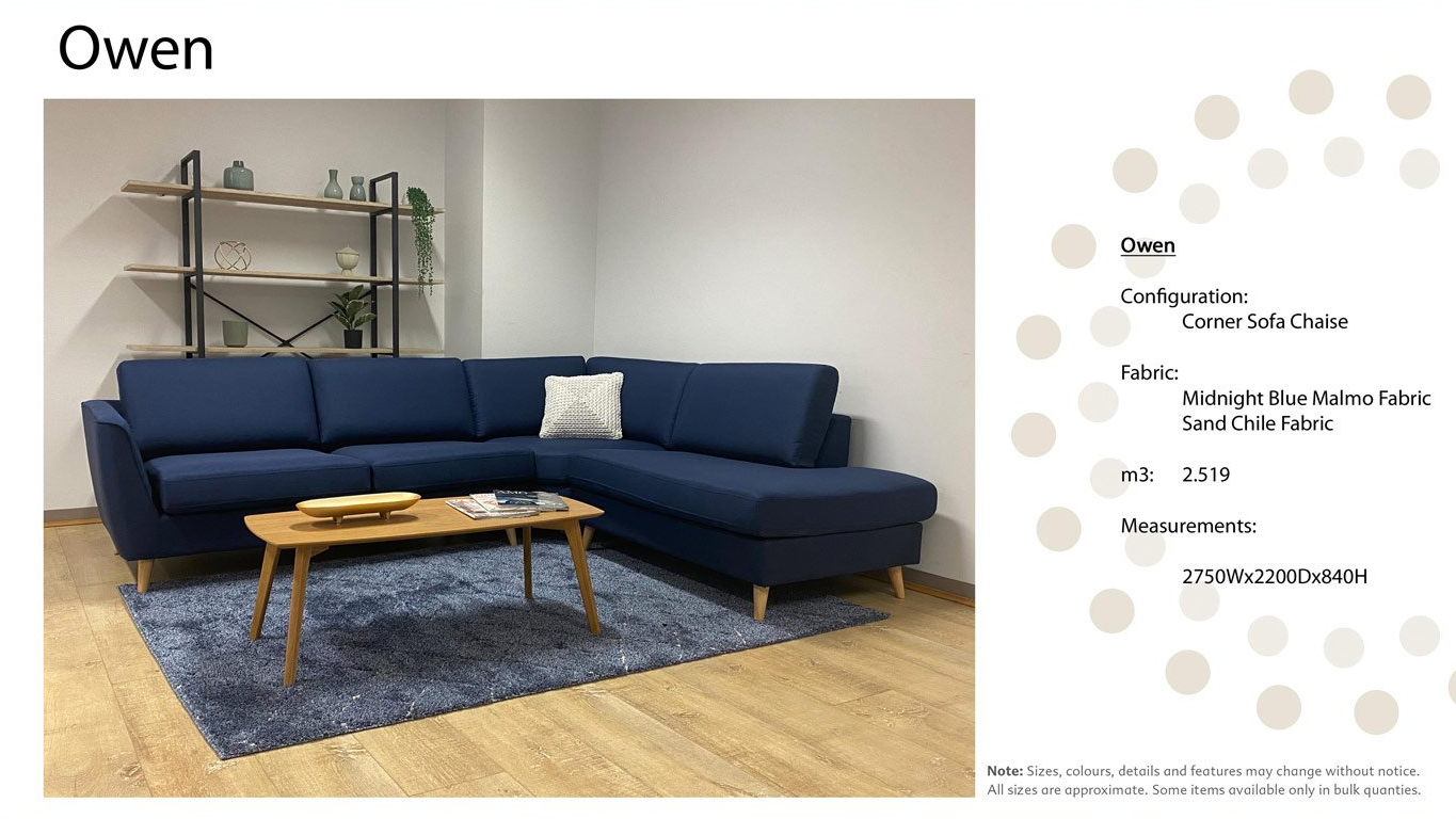 Owen Corner Chaise Midnight Blue — Furnishers in Alice Springs, NT