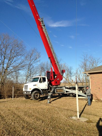 Crane operator working in a construction area in Cincinnati, OH.
