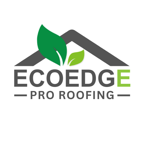 Logo: "EcoEdge Pro Roofing" with a house outline, green leaves, and text.