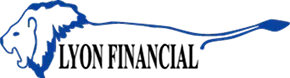 Blue lion logo with “LYON FINANCIAL” text in black on a white background
