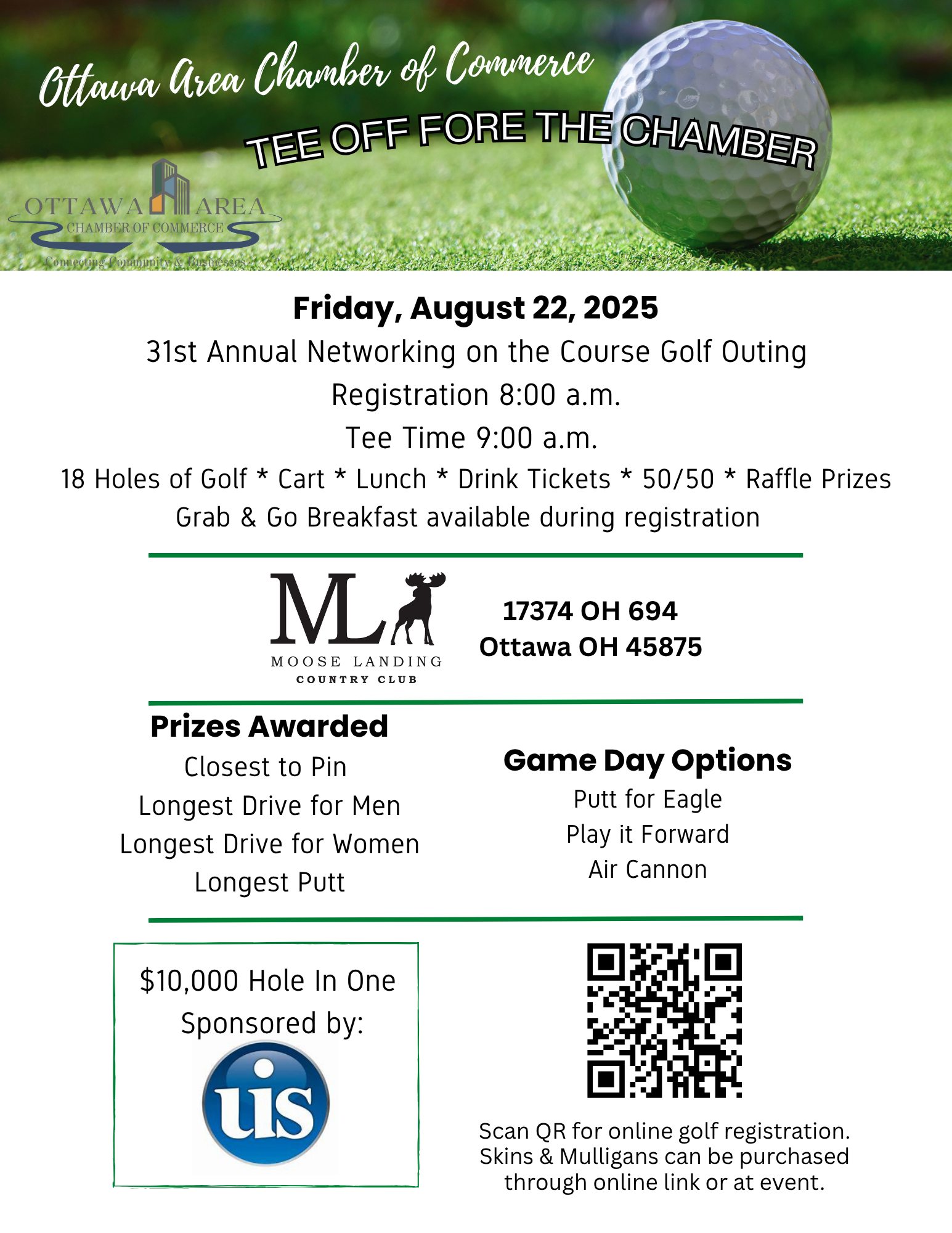 Golf Outing August 22, 2025 at Moose Landing Country Club
