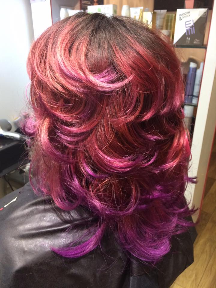 red and purple hair colour