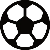 A black and white silhouette of a soccer ball on a white background.