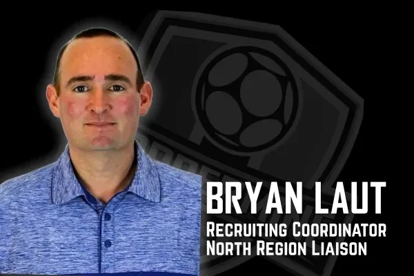 Bryan Laut in blue shirt with text showing role as Recruiting Coordinator & North Region Liaison.