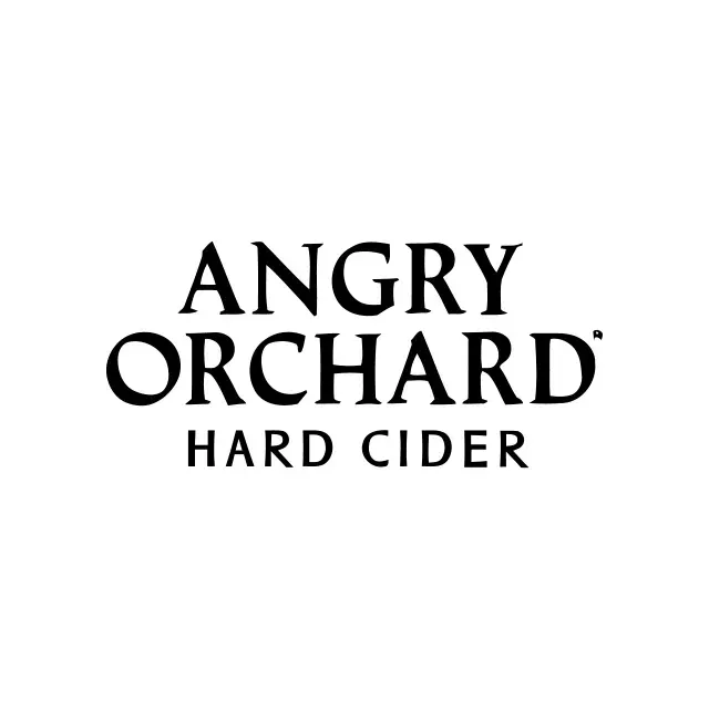 The logo for angry orchard hard cider is black and white.