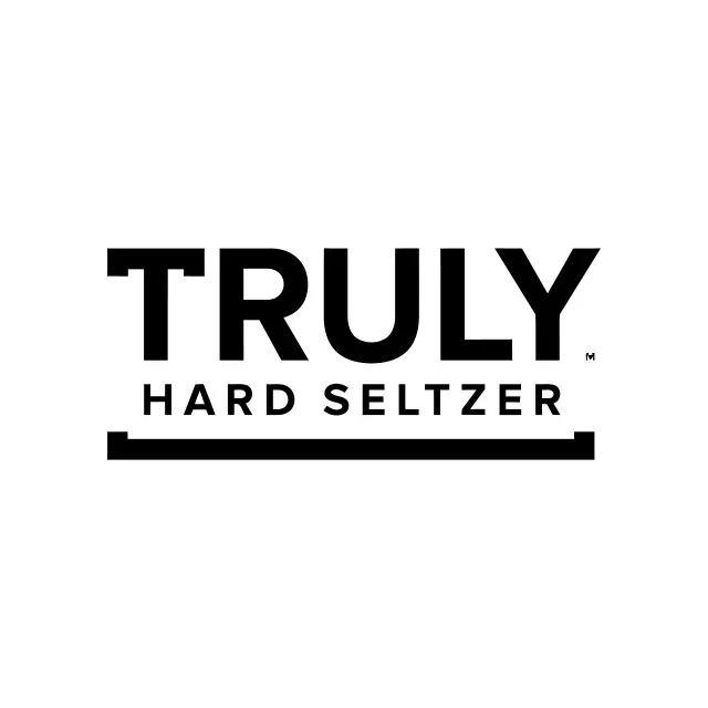The logo for truly hard seltzer is black and white.