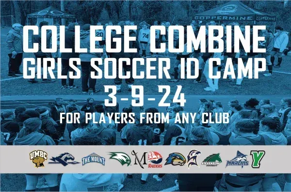 a poster for college combine girls soccer id camp