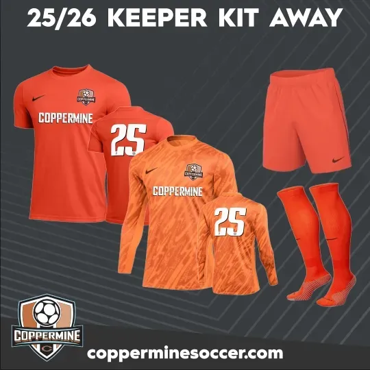 Coppermine soccer is offering a 25/26 keeper kit away