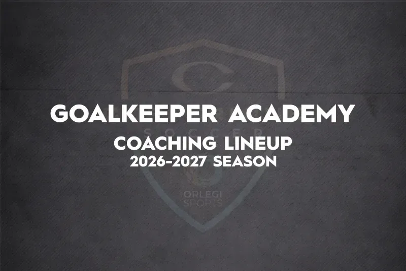 Goalkeeper Academy coaching lineup, 2026-2027 season, on a dark background with faint crest