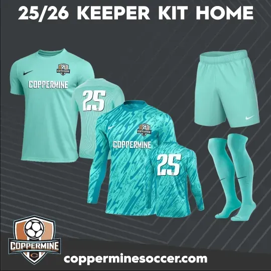 Coppermine soccer is selling a 25/26 keeper kit home