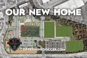Site plan for Coppermine Soccer featuring fields and facilities, with the text 