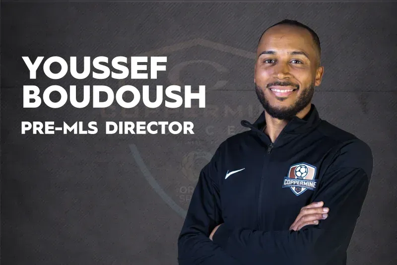 Youssef Boudoush portrait with arms crossed on a dark background, labeled “Pre-MLS Director”