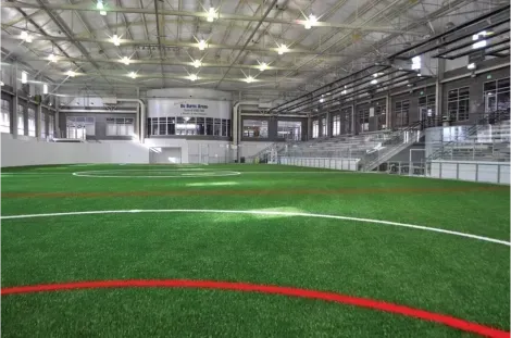 Coppermine Soccer Club's Du Burns Arena View of Indoor Turf Field.