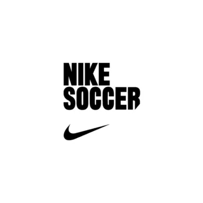 Nike Soccer logo with text and swoosh on white background.