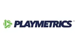 The playmetrics logo is blue and green on a white background.