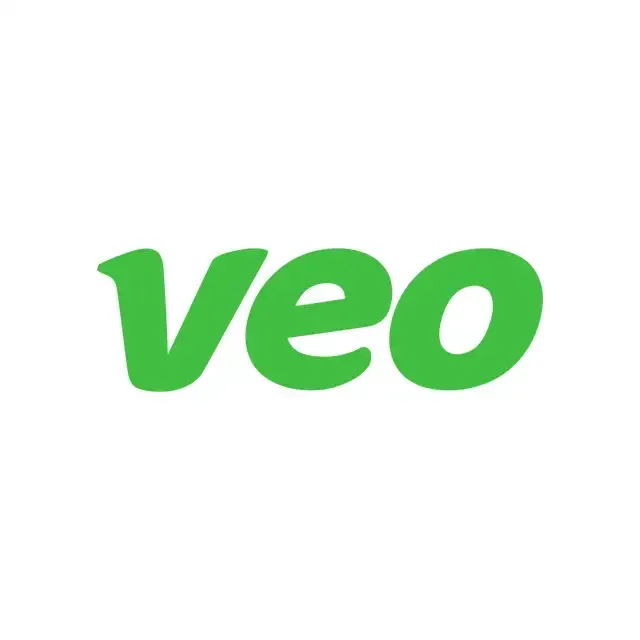 A green veo logo on a white background.