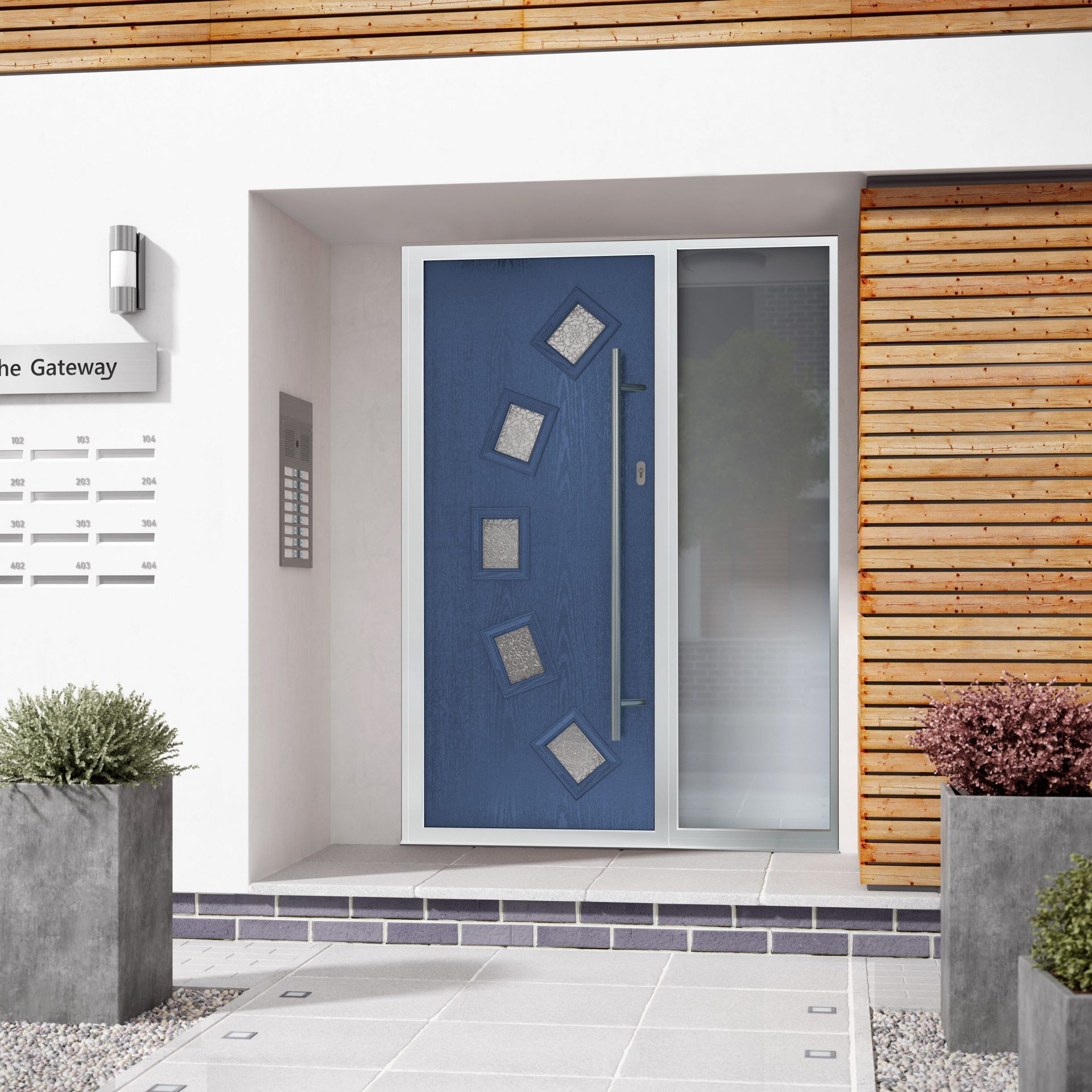 Blue Composite Door with Glazing