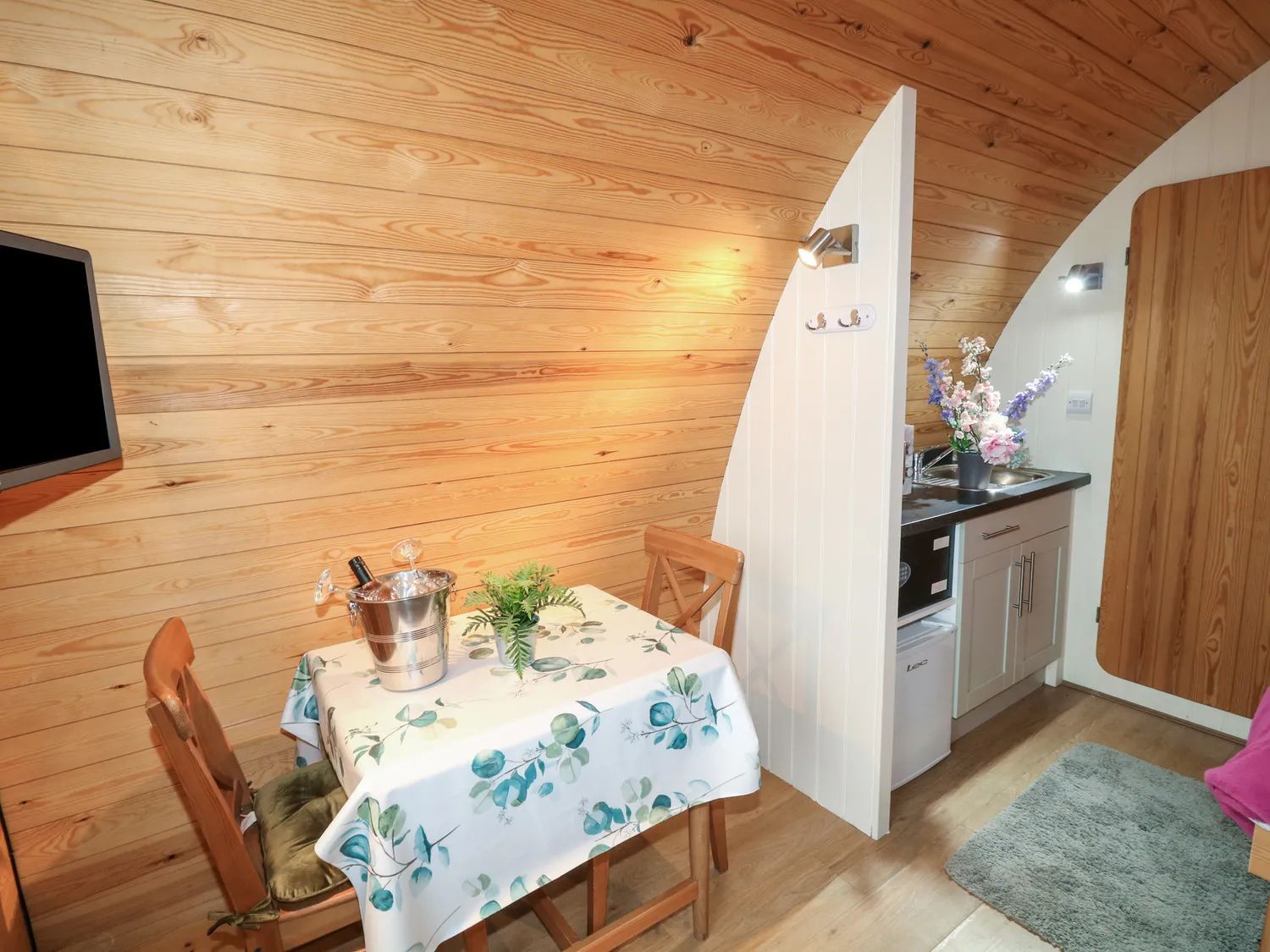 Outside glamping camping pods in Holbeach, Spalding Lincolnshire.