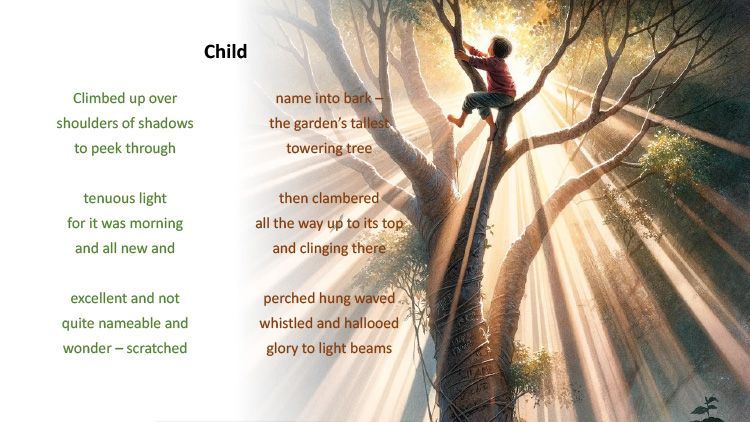 A poem about a child climbing a tree