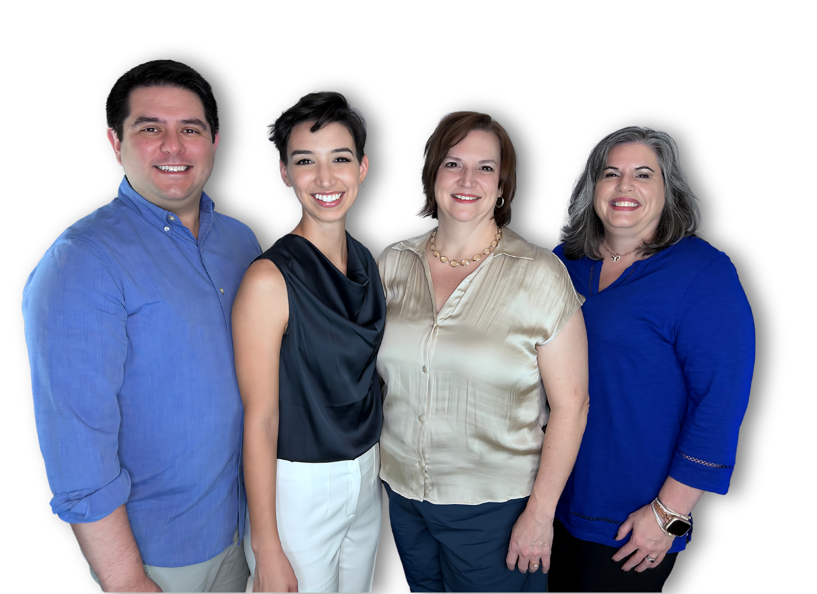 A group of people standing next to each other and smiling