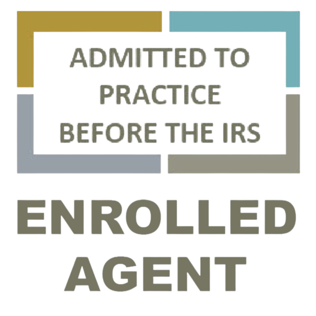 A logo that says `` admitted to practice before the irs enrolled agent ''