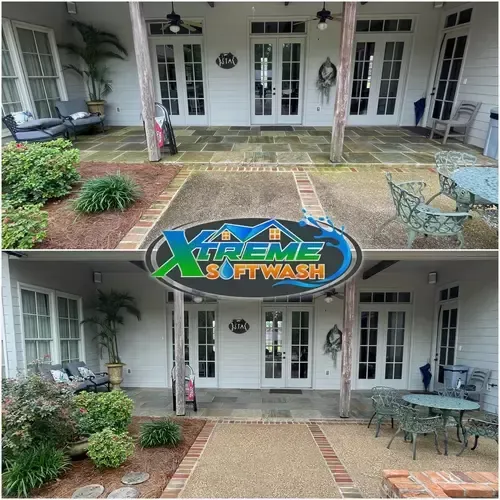 Before and After Soft wash and Pressure Wash Service for outdoor Tile , Home Siding, and Concrete