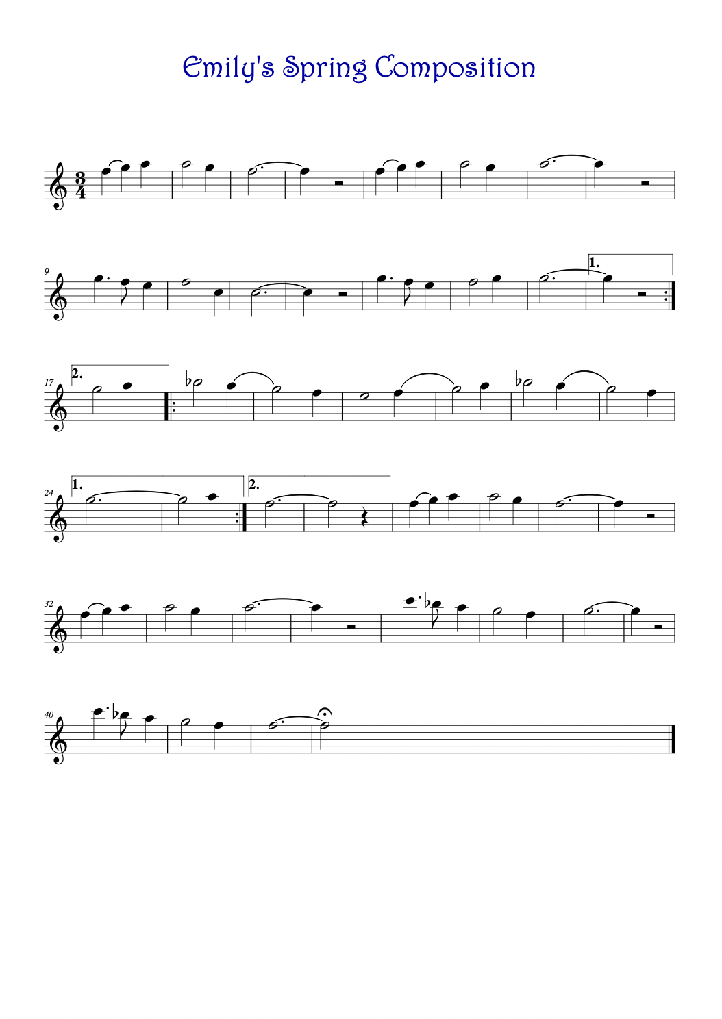 Sheet music titled 